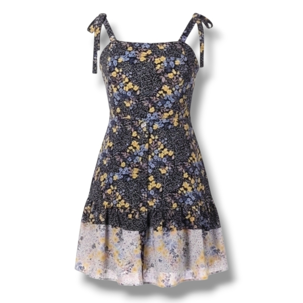 Francesca's collection Jun & Ivy women's blue floral tie straps dress - xs - Picture 1 of 9